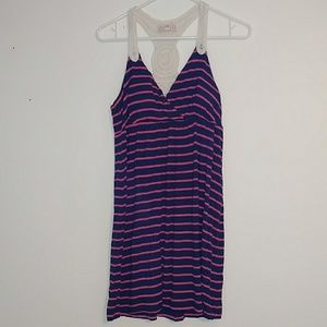 Navy blue w/ pink stripe sun dress